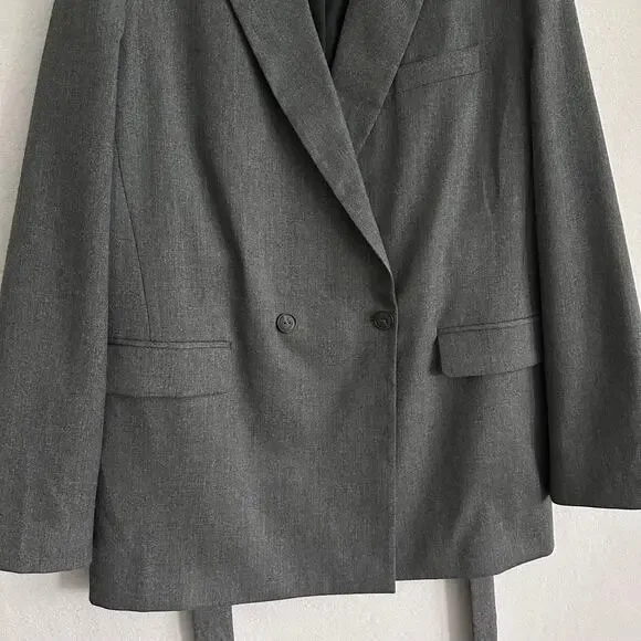 Pinko Emeline Belted Wool Blend Blazer Gray Italy Size 12 US / 48 IT - Picture 6 of 15